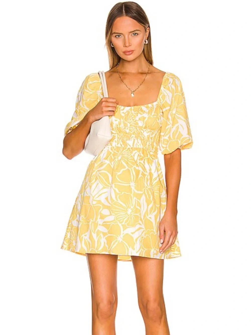 Faithfull The Brand Marinelli Mini Dress Yellow Floral Revolve, S - Picture 3 of 13